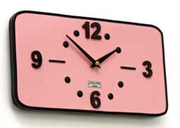 Mid Century Style Wall Clock - 30cm Pink Vintage French Formica Retro Wooden 1950S Atomic Gift Off The Clocks - thumbnail 1
