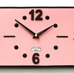 Mid Century Style Wall Clock - 30cm Pink Vintage French Formica Retro Wooden 1950S Atomic Gift Off The Clocks - thumbnail 2