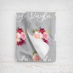 Floral Swaddle Blanket, Baby Swaddle, Personalized Name Birth Announcement Girl Name, Hospital Newborn Photo - thumbnail 2