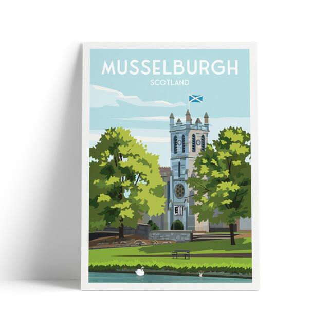 Musselburgh Print - St Andrews High Church Edinburgh Poster East Lothian Midlothian - image 1