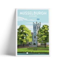 Musselburgh Print - St Andrews High Church Edinburgh Poster East Lothian Midlothian - thumbnail 1