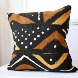 Brown & Black Handmade African Mud Cloth Pillow Case - Multi-Color Unique Decor 20 X Mudcloth - thumbnail 3