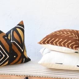 Brown & Black Handmade African Mud Cloth Pillow Case - Multi-Color Unique Decor 20 X Mudcloth - thumbnail 2
