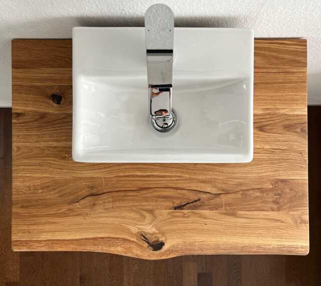 Solid Oak Wood Single Sink Floating Vanity, Wall Mount, Modern & Rustic Bathroom 100% Custom - image 1