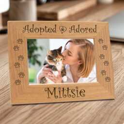 Cat Picture Frame, Personalized Pet Adoption Gift, Custom Kitten Photo Holder, Lover Birthday Present - thumbnail 3
