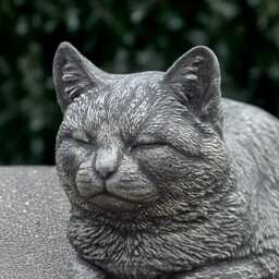 Outdoor Cat Statue Sleeping Kitty Figurine Concrete Ornament Stone Pet Sculpture Cement Kitten Decoration Memorial Kitty Lover Gift - thumbnail 3