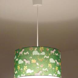 Lampshade - Hanging Pendant Light With Jungle Green Safari Animal Motif, Hippopotamus, Zebra, Christmas, Birthday, Or Baby Shower Gift - thumbnail 3