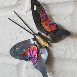 Recycled Metal Butterfly Wall Hanging Decoration - 10cm Wide - thumbnail 3