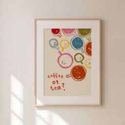 Coffee Or Tea Print, Poster, Kitchen Wall Art, Decor, Aesthetic Apartment Trendy Unframed - thumbnail 2