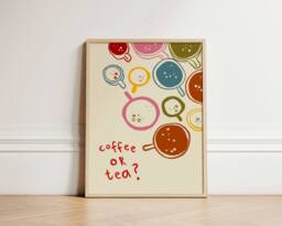 Coffee Or Tea Print, Poster, Kitchen Wall Art, Decor, Aesthetic Apartment Trendy Unframed - thumbnail 1