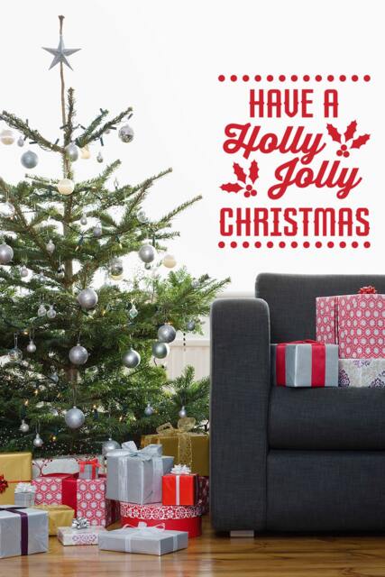 Holly Jolly Christmas Quote - Vinyl Wall Decal - image 1