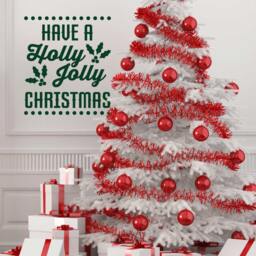 Holly Jolly Christmas Quote - Vinyl Wall Decal - thumbnail 2