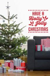 Holly Jolly Christmas Quote - Vinyl Wall Decal