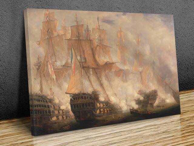 John Christian Schetky - The Battle Of Trafalgar , Wall Hangings, Wall Art, Mounted Canvas Print Ready To Hang - image 1