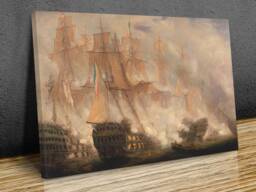 John Christian Schetky - The Battle Of Trafalgar , Wall Hangings, Wall Art, Mounted Canvas Print Ready To Hang - thumbnail 1