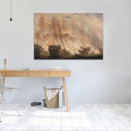 John Christian Schetky - The Battle Of Trafalgar , Wall Hangings, Wall Art, Mounted Canvas Print Ready To Hang - thumbnail 3