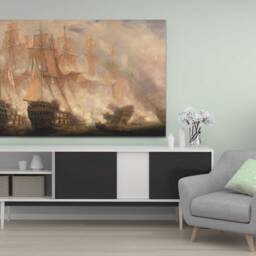 John Christian Schetky - The Battle Of Trafalgar , Wall Hangings, Wall Art, Mounted Canvas Print Ready To Hang - thumbnail 2