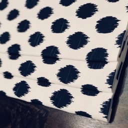 Faux Roman Shade Valance in Navy White Ikat Dots, Custom Made Fully Lined Modern Valance, Quick Ship Ready To Hang Kitchen Window Treatments - thumbnail 2