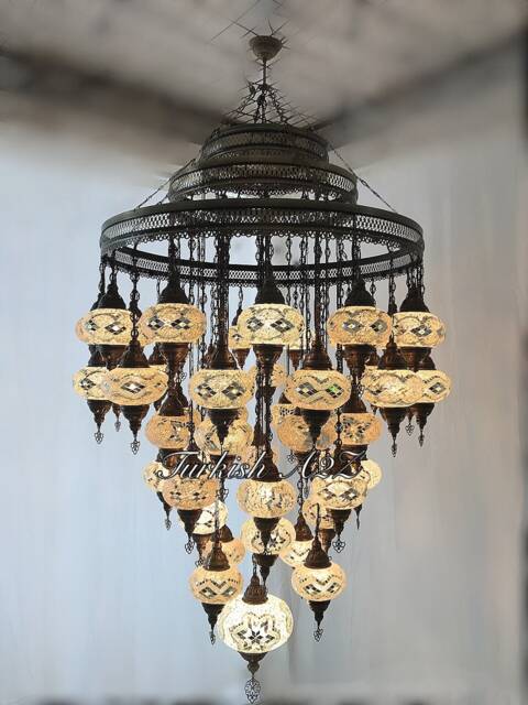 Turkish Mosaic Chandelier With 51 Large Globes , ID 153 - image 1