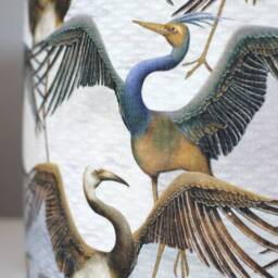 Crane Lampshade Scandinavian Linen Fabric, Gold Silver & White Lining Option, Drum Shape For Ceiling Or Lamp Base, Handmade By Vivid Shades - thumbnail 2