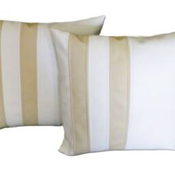 "2 White & Cream Twin Stripe Faux Leather Cushions 16"" 18"" 20" - thumbnail 2