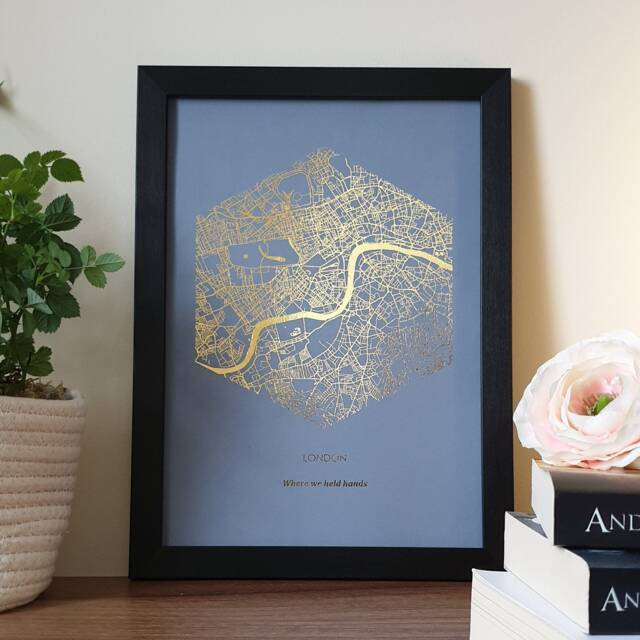 A4 Custom Foil Polygon Map Print, Any Location Personalised Copper, Gold, Silver Or Rose Gold Print - image 1