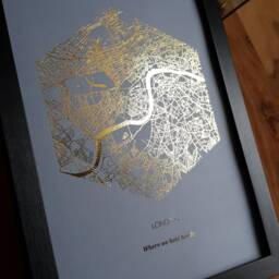 A4 Custom Foil Polygon Map Print, Any Location Personalised Copper, Gold, Silver Or Rose Gold Print - thumbnail 2