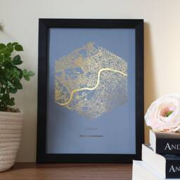 A4 Custom Foil Polygon Map Print, Any Location Personalised Copper, Gold, Silver Or Rose Gold Print - thumbnail 1