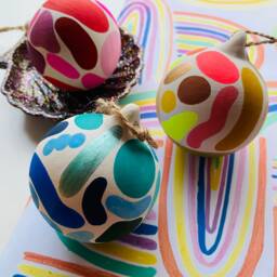 Hand Painted Colourful Shape Pattern Ceramic Baubles - thumbnail 4