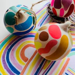 Hand Painted Colourful Shape Pattern Ceramic Baubles - thumbnail 3