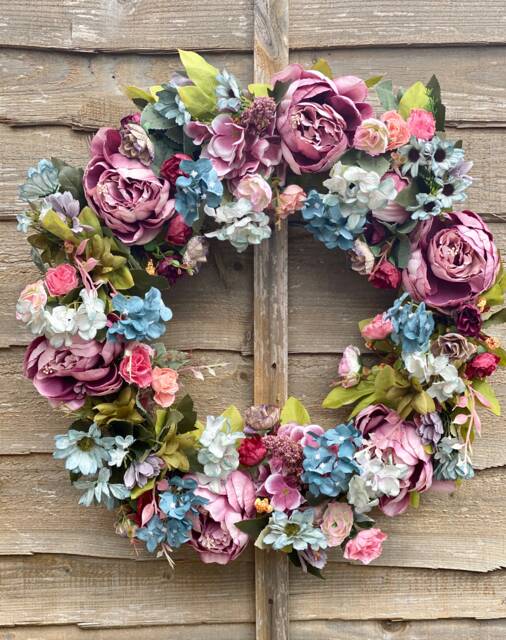 Spring Summer Wildflower Door Wreath, Round, For The Front Door, Wedding, Home, Decoration, Artificial Flower, M, 50cm, Christmas, Easter - image 1
