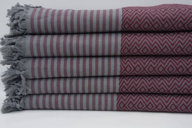 "Extra Long Blanket, Towel Cover, Turkish Blanket, Bed Cover, Burgundy Blanket, Throw, Turkish Throw, 79""x103" - image 1