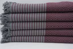 "Extra Long Blanket, Towel Cover, Turkish Blanket, Bed Cover, Burgundy Blanket, Throw, Turkish Throw, 79""x103" - thumbnail 1