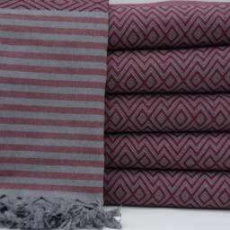 "Extra Long Blanket, Towel Cover, Turkish Blanket, Bed Cover, Burgundy Blanket, Throw, Turkish Throw, 79""x103" - thumbnail 3