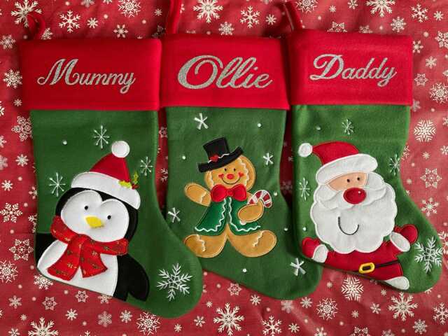 Personalised Christmas Stocking - Embroidered/Printed Name Stockings 2024, Luxury , 40cm Long Xmas Sock - image 1