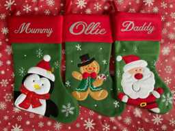 Personalised Christmas Stocking - Embroidered/Printed Name Stockings 2024, Luxury , 40cm Long Xmas Sock - thumbnail 1