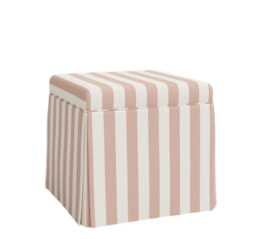Striped Storage Ottoman, Skirted Cabana Stripes