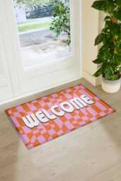 Elizabeth Olwen Welcome Wavey Indoor Outdoor Doormat - Retro Entrance Rug Colourful Home Decor Housewarming Gift 90x60cm - thumbnail 1
