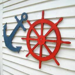 Large Ship Wheel Wooden Nautical Ships Helm Coastal Beach Decor Outdoor Patio Wall Lake House Kids Room - thumbnail 3