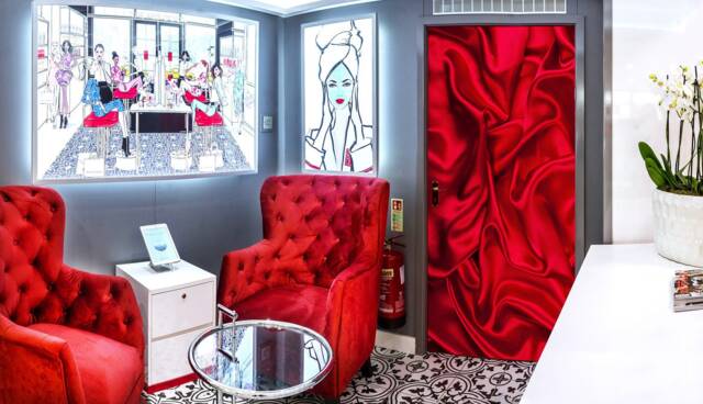 Door Wall Sticker Red Silk Satin/Texture Fabric Decal Wrap Self-Adhesive Vinyl Poster Mural Wallpaper - image 1