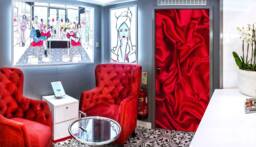 Door Wall Sticker Red Silk Satin/Texture Fabric Decal Wrap Self-Adhesive Vinyl Poster Mural Wallpaper - thumbnail 1