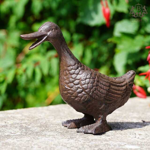 Happy Duck Cast Iron Ornament - Farm Animal Statue Sculpture Home Garden Decor - image 1