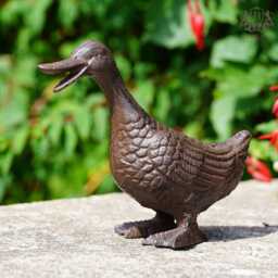 Happy Duck Cast Iron Ornament - Farm Animal Statue Sculpture Home Garden Decor - thumbnail 1