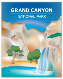 Grand Canyon Poster, National Park Art, Arizona Print, Skyline, Map, Art Gift, - Style E8-O-Gr-Can - thumbnail 1