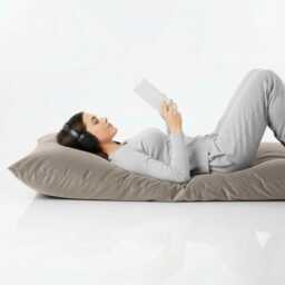 Plush Velvet Beanbag Floor Cushion Oyster Beige Rectangle Pillow - thumbnail 2