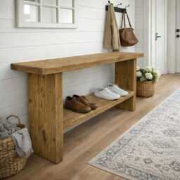 Hand Crafted Dining Room Kitchen Bench Stool Shoe Rack Handmade