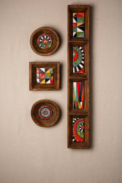 Ceramic Wall Art Set Of 4 - Handmade Framed Tiles Made To Order Stairway - image 1