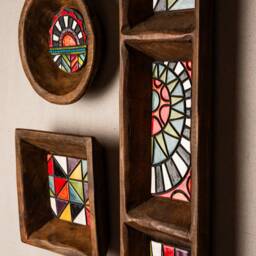 Ceramic Wall Art Set Of 4 - Handmade Framed Tiles Made To Order Stairway - thumbnail 2