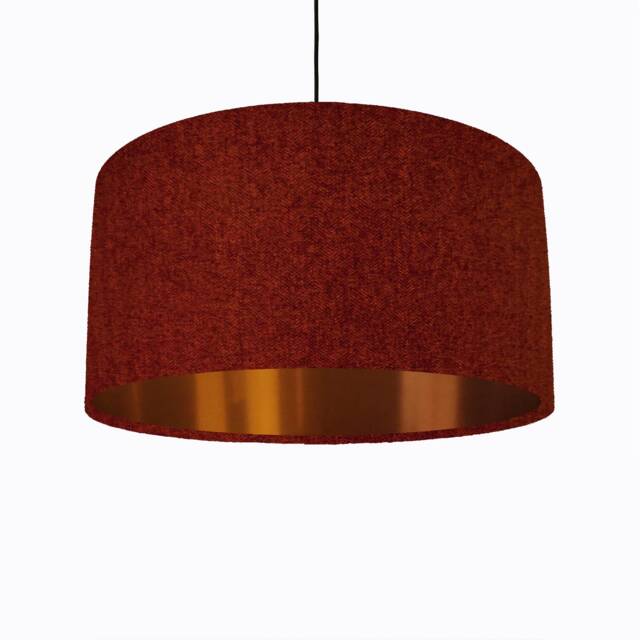 Terracotta Rust Tweed Lampshade in Herringbone Fabric & Copper Lining - image 1