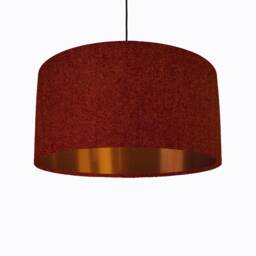 Terracotta Rust Tweed Lampshade in Herringbone Fabric & Copper Lining